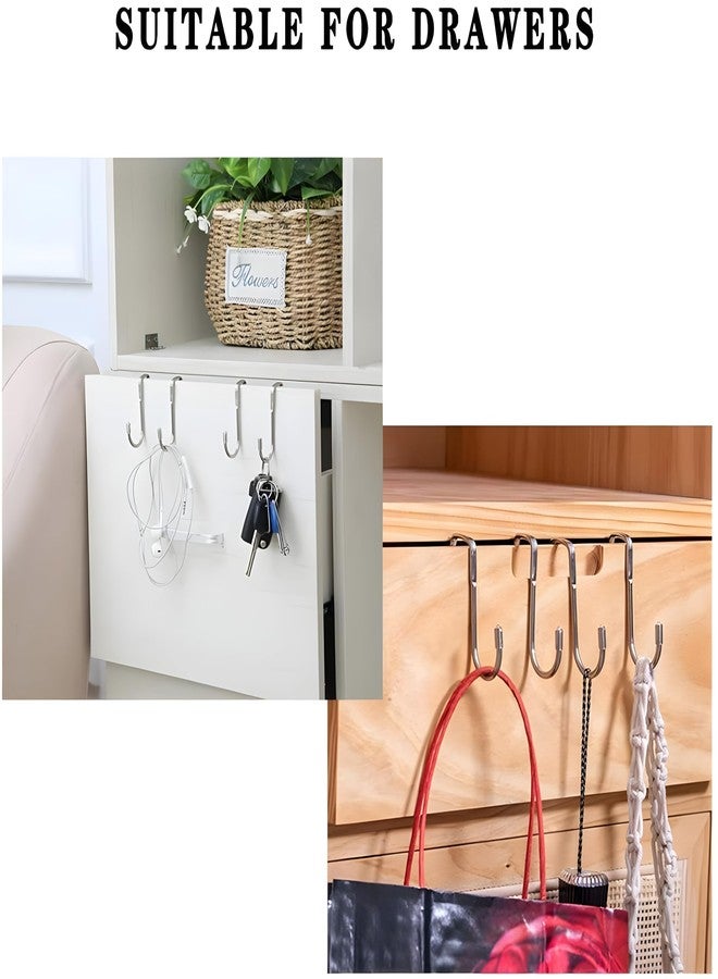 JIALTO Over Door Hook Stainless Steel S Hook- SS 304 Cabinet Door Hanger, Double S Shape Hanging Hook for Clothes, Towels, Kitchen and Bathroom Organizer, Silver - Image 5